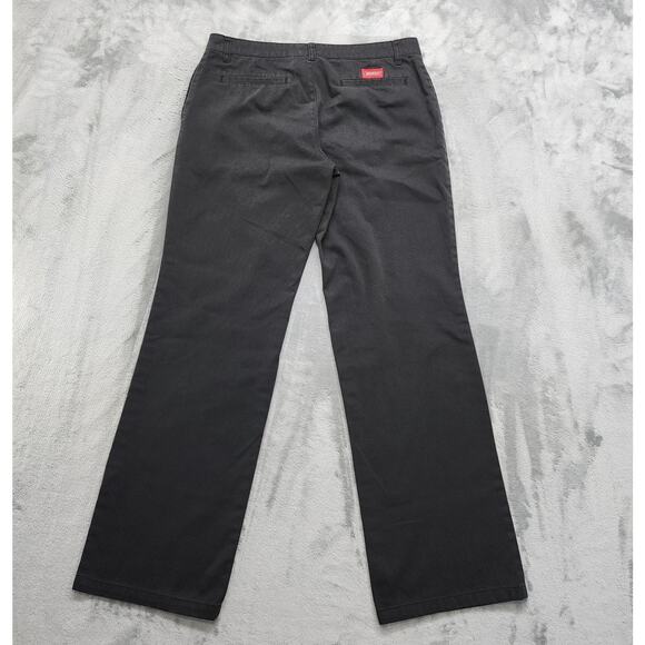Dickies Pants Womens 11 Juniors Black Mid Rise Straight Leg Twill Office Preppy - Picture 2 of 12